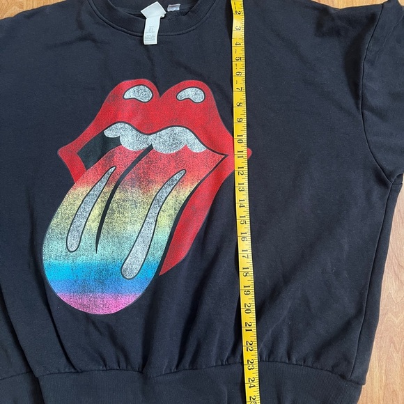 H&M Oversized Womens Sweatshirt Large Iconic Rolling Stones with 🌈 Tongue Design - Picture 6 of 7